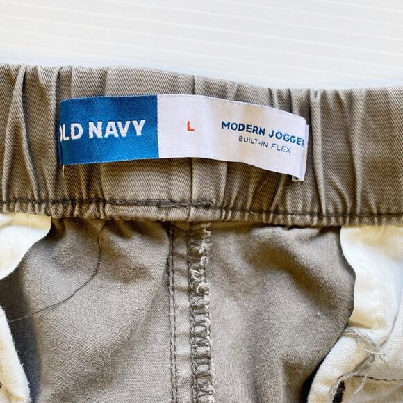 Old Navy Joggers Men’s Large Olive Gray Modern Built-In-Flex Ankle Cotton Blend - Picture 6 of 12